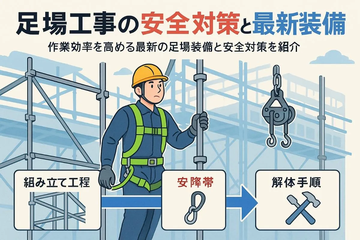 足場工事の作業効率を高めるための安全対策や最新装備！組み立てから解体まで