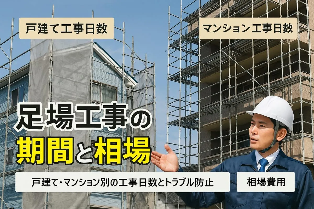 足場工事の期間目安を解説！戸建てやマンションの工事日数と費用相場・トラブル対策